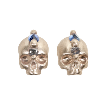 Blue Island Of Idols Skull Stud Earrings in White - 11649
